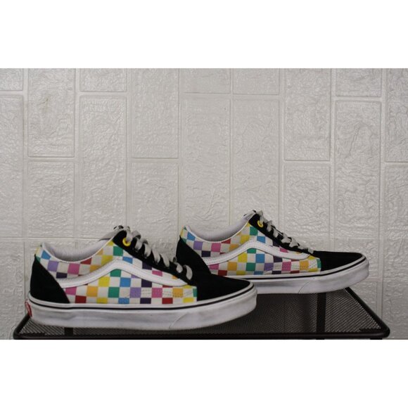 Vans Old Skool Rainbow Checkerboard Sneakers Size Men's 7 Women's 8.5 - Picture 2 of 8